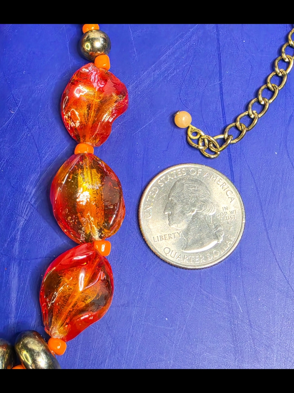 Vibrant Red & Orange Glass Bead Statement Necklace - Unbranded - Picture 5 of 7